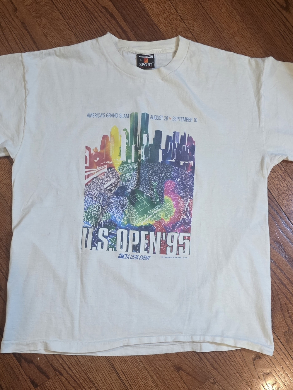 Sport Tek U.S. Open '95 Graphic Tee - White with Multicolor Print